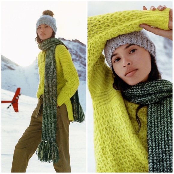 Anthropologie Bia Mock Neck Alpaca Blend Tunic Sweater in Neon Chartreuse XSMALL - Picture 12 of 13